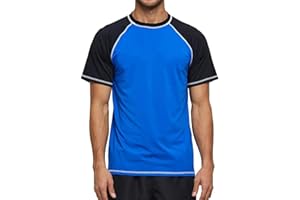 Arcweg Rash Guard Men Short Sleeves Shirt UPF 50+ Elastic Rash Vest Loose Fit Swimming Top Quick Drying Running Vest Sports Top