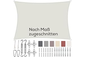 Aiyaoo Sonnensegel 2x6m Wasserdicht Rechteckig im Viele Größe und Farben, mit Befestigungs Kit PES Polyester, Sonnenschutz 95% UV Schutz, Reißfest Wetterfest für Terrasse Garten- Weiß
