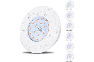 ‎HIBAY HiBay Einbaustrahler LED 5W Flach LED Spot 230V Badezimmer IP44 Deckenspots 3000K Warmweiß Einbauleuchten Weiß Rund 500lm 6er Set