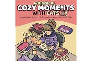 Whimsical Cozy Moments With Cats: Kawaii, Cute & Comfy Coloring Book About Daily Life With Cats For Teens And Adults