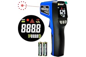 XEAST Infrared Thermometer Temperatur Pistole -50 bis +600°C, Digitale Laser-Temperaturpistole mit einstellbarer Emissivität & Max und Min Maßnahme - für Kochen/Pizza-Ofen/Grill/Industrie