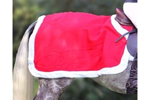 QHP Couverture d'équitation de Noël pour cheval Rouge Taille unique Polyester Boutons pression hiver