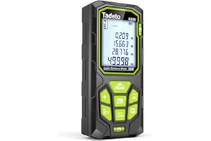 TADETO Medidor Laser, Metro Laser de 50M con Retroiluminación LCD y 2 Instrumentos de Burbuja Horizontales, Precisión de ±2 mm, 99 Registros Almacenados, Mediciones de Distancia/área/Volumen/4 Pitágoras