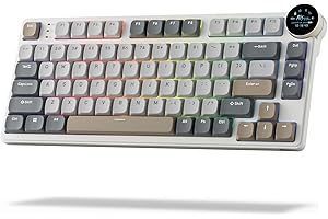RK ROYAL KLUDGE N80 Klawiatura mechaniczna z inteligentnym wyświetlaczem i przyciskiem, 75% bezprzewodowa klawiatura mechaniczna BT/2.4G/USB-C, kompatybilna z hot swap, obsługa oprogramowania, 80