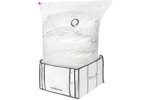 Compactor - Cajas almacenaje al vacío ropa, edredones, nórdicos, almohadas. Pack 3 Talla M. Organizador armario con bolsa al vacío ropa integrada, compresión con aspiradora. Ahorra espacio