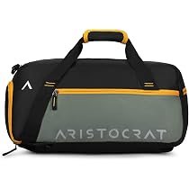 Buy Aristocrat Power 52cm Gym Duffle Bag for Men and Women with Multiple Pockets and Separate Shoe Compartment for Travel, Sports and Workouts (Black) at