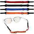 LUTER 4pcs Adjustable Glasses Straps,Universal Eyeglasses Strap Silicone Sunglasses Holder Strap,Glasses Lanyard,Eye Glasses String Holder Retainers for Men Women (Black,Orange,Red,Dark Blue) A11291