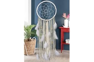 ‎WELDOMCOR Weldomcor Dreamcatcher Handgefertigt Extra Großer Traumfänger im Böhmischen Stil Traumfänger Mit Feder Dream Catchers für Wohnkultur Schlafzimmer Wandbehang Ornamente Heimdekoration, 110 cm