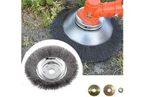 Lihaian Wildkrautbürste für Motorsense Rasentrimmer - Wildkrautbürste mit 25,4mm Bohrung, Bodendurchmesser 150mm, Kann Unkraut und Moos Effektiv Entfernen 6Zoll Feine Drahtbürste