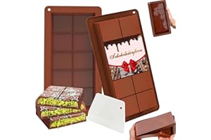 BAGALQIO 2 StückDubai Schokolade Form,Schokoladenform Silikon,Tief Schokoladentafel Form,Antihaftbeschichtung Schokoladenform Schokolade,Wird Zur Herstellung Von Dubai Schokolade Pistazie Verwendet,Mit1Schaber