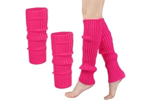 QOMJUFA Sexy Beinstulpen - Neon Strümpfe für 80er 90er Jahre Kostüme zu Motto Partys, Fasching, Karneval oder zum Tanzen - Damen Einheitsgröße (Neon Pink)