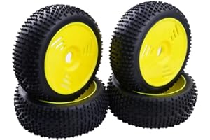 Sharplace 4pcs RC Felgen Reifen Gummireifen Anti-Schleuderrad Reifen für 1/8 RC Buggy Truck, Gelb
