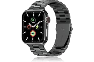 QAZNZ Metall Kompatibel mit Apple Watch Armband 46mm(Series 11 10) 45mm 44mm 49mm 42mm(Series 3 2 1), Herren Edelstahl Ersatzband für iwatch Ultra 3 2 1, Series 11 10 9 8 7 6 5 4 3 2 1 SE(Schwarz)