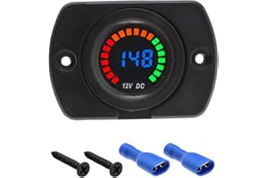 eMagTech LED 12 V Numérique Voltmètre Étanche Jauge de Tension Testeur de Batterie avec Lumière LED Panneau d'affichage Numérique pour Voiture Marine Moto Camion Bateau Camping-Car