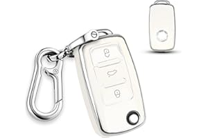 QBUC Autoschlüssel Hülle für VW,TPU Staubdicht Schlüsselbox Autoschlüsselschutz,Schlüsselhülle Cover für VW Polo/Santana/Jetta (C-Weiß)