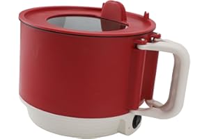 ASIXXSIX Przenośny Elektryczny Garnek do Gotowania, Wielofunkcyjna Mała Kuchenka z powłoką nieprzywierającą, pojemność 1,8 L, Moc 450 W, Składany Uchwyt, do Podróży W Biurze W (Wtyczka UE