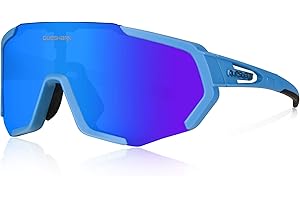 ‎QUESHARK Queshark Fahrradbrille, TR90 Unbreakable Frame Polarisierte Sportsonnenbrille, Fahrradbrille für Männer Frauen mit 3 Wechselobjektiven, zum Fahren Angeln Glof Baseball