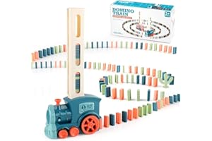OBEST Domino Zug Spielzeug, 80 Pcs Domino Blöcken Elektrischer Bahn Set, Automatische Platzierung von Domino-Blöcken, Pädagogisches Spielzeug-Geschenk für Mädchen und Jungen ab 3 Jahren