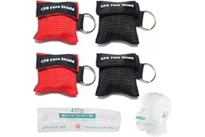 HABNI Pocket Mask 4 Pezzi Rosso Nero Lunghezza 5Cm Larghezza 5.5Cm Mascherina Respirazione Primo Soccorso Bocca A Bocca