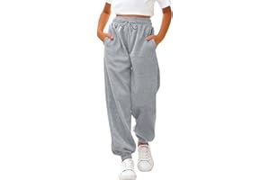 GENERIC Sporthose Mädchen Baggy Jogginghose Einfarbige Drawstring Jogginghosen Teenager Mädchen High Waist Sweatpants Kinder Elastische Freizeit Lang Hosen mit Taschen