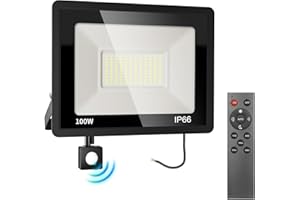 JESLED Faretto LED da Esterno con Sensore di Movimento, 100W 10000LM Super Luminosa Faro, 144LED 6000K Bianco Freddo Faretti LED Esterno, Impermeabile IP66 Fari da Esterno per Giardino