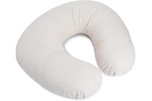 PEKITAS- Cuscino Di Allattamento XL 52 x 48 cm custodia lavabile con cerniera, di Cotone per bambini, ergonomico, ottima adattabilità, da 0 a 12 mesi, fabbricato in Spagna Beige-A pois