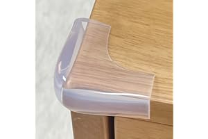 ANGLORIA Food-Graded Silicone Corner Protector, Baby Proofing Corners Edge Guards, Pre-Tape Adhesive Soft for Kids Safety, Child Table Cabinets Furniture Bumper (Transparent, 4 Count (Pack of 1))