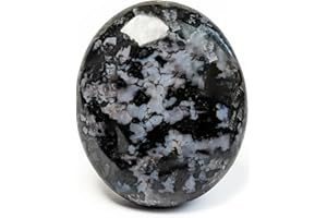 EUSICE - Piedra natural de Gabro de Madagascar, Piedra de palma de guía espiritual, 100% artesanal, cristal ético para litoterapia, bienestar, meditación y yoga