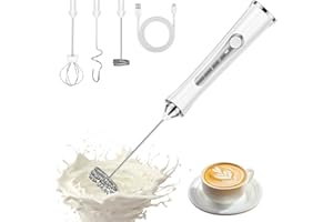 NEUTYPECHIC Mousseur à Lait Rechargeable USB-C, Milk Frother avec 3 Vitesses, Touilleur Electrique avec 3 Fouets en Acier Inoxydable pour Café/Latte/Cappuccino/Crème/Cocktails (Blanc)