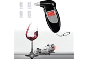 DOUKESH Alcootest Ethylotest Électronique avec Affichage Numérique LCD,Alcotest Professionnel,Testeur d'alcool Numérique avec Alarme et 5 Embouchures,Portable Testeur d'alcool pour Usage Domestique