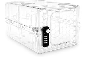 Urban August Double Combination & Key Lock Box - Hygienic Lockable Box for Medicine, Food & Electronics - Lock for Home & Office - Industrial Quality Plastic - (Transparent)