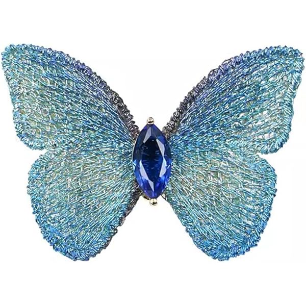 Broche Papillon Brodée Avec Oxyde De Zirconium - Épinglette élégante Pour Manteaux, Robes - Cadeau Bijou