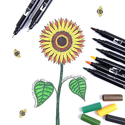 24 Farben Marker Dual Spitze Pinsel Stift mit Fineliner 0,4 mm Kunst Skizze für Schreiben wanshui - 8
