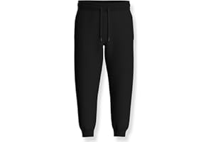 Pierre Calvini Kids Fleece Jogging Bottoms - Black Joggers Boys Girls - Soft Elasticated Cuff & Waistband for Comfort Fit - Casual, Sports PE Girls Boys Joggers - Tracksuit Sweatpants 7-13 Years