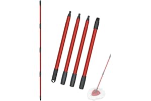 GÉNÉRIQUE Poignée de Balai à Franges de Remplacement, 4 Sections, 30 à 58 Pouces, Compatible avec Vileda Turbo Spin Mop Base, EasyWring Mop Recharges pour Le Nettoyage des sols