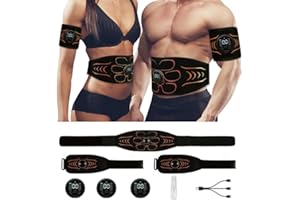 MEIION Ceinture abdominale musculaire Stimulateur Abdominal EMS - Électrostimulation Musculaire, 10 Modes & 30 Intensités, Rechargeable USB pour Abdominaux, Bras & Jambes