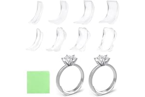 HAOHANEUP 8Pcs Ring Size Adjuster, Invisible & Adjustable Ring Size Includes Polishing Cloth, Wedding Rings Sizer Guards for Loose Rings, Assorted Sizes Adjusters for Women and Men Ring