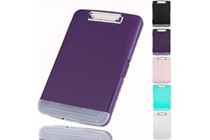 Pechor Clipboard with Storage Plastic A4, Clipboards Storage Box with Separate Pen Compartment, Perfect for Office School Medical Personnel Industrial Driver Paperwork (Purple)