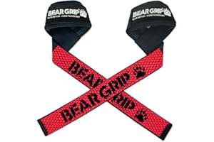 BEAR GRIP Straps - Premium Neoprene Padded Heavy Duty Double Stitched Weight Lifting Gym Straps