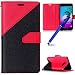 Produktbild MoreChioce kompatibel mit Galaxy A5 2016 Lederhülle,Bunt Hülle kompatibel mit Samsung Galaxy A5 2016,Bookstyle Leder Wallet Klappbar Stand Flip Ledertasche Magnetverschluß Schwarz + Rot,EINWEG