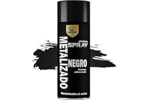 SPSIL Pintura Spray Metalizado 400ml, para Metal/Madera/Plástico (Negro 8597, Paquete de 1), Envío desde España