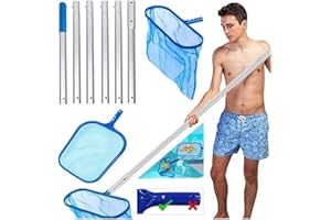 MEISHANG Epuisette de Fond Piscine,Epuisette Piscine Fond,Epuisette de Fond Piscine avec Poteaux Réglables,Piscine Epuisette avec Kit de Nettoyage,épuisette de Surface,épuisette profonde pour piscine, aquarium