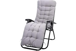 AevQuas Sun Lounger Cushions Only, Rocking Chair Cushion with 6 Ties and Fixed Top Cover Anti-Slip Sunbed Garden Recliner Chair Cushion for Outdoor Beach Porch Swing Patio (No Chair) (Gray)