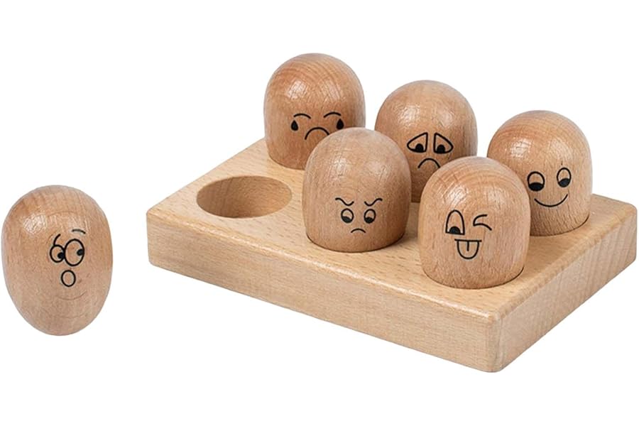 lmoikesz Portable Funny Facial Expressions Toy Party Favors Gift Social Emotional Playthings Learning Activities Wooden Emotion Eggs Educational Toys All Ages Travel Games Portable