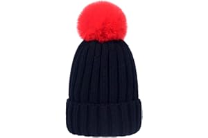 LAUSONS Cappello in Maglia bambina Berretto con Pon Pon