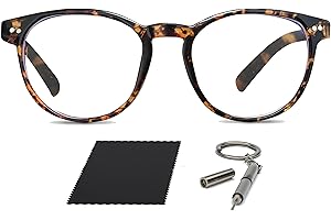 Riccardo Materossi® - Premium 99.9% Blue Light Blocking Glasses - Reduce Headaches and Improve Sleep - UK Based Brand (Round Tortoiseshell Frame)