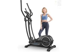 Cowmew Ellittica da Casa, Ellittica Magnetica Ultra Silenziosa con Resistenza a 16 Livelli, Volano da 8 kg, Passo da 42 cm con Pedali Antiscivolo, Capacità di Carico 150 kg, Sensore Pluse, Monitor LCD