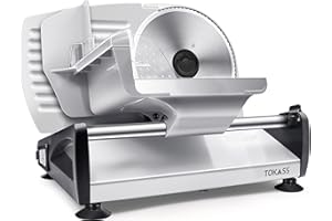 TOKASS Electric All-Purpose Slicer, Stainless Steel, Adjustable Food Processor, 0 to 15 mm, Sausage Cutter, Bread Cutter, Ham Cutter, Electric Knife Meat & Cheese