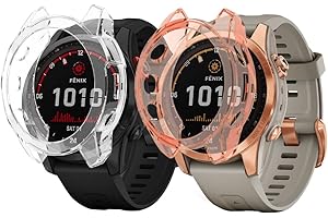 Niboow Etui [2 sztuki] kompatybilne z Garmin Fenix 7S / Fenix 7S Solar / Fenix 7S Sapphire Solar, odporne na zarysowania miękkie tworzywo TPU, odporne na uderzenia etui ochronne do Garmin Fenix 7S/7S Solar / 7S, szafirowe, przezroczyste i różowe