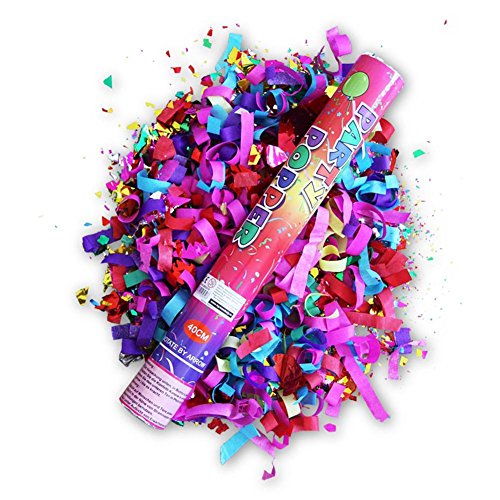 3 Stück grosse Partypopper, schießt Glitter Konfetti bis zu 6 Meter Hoch, KEIN Feuerwerk!!!, Konfettikanone, Party Popper